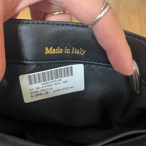 Moschino Nappa Leather Biker Bag FW19 Coin Print - Picture 7 of 8